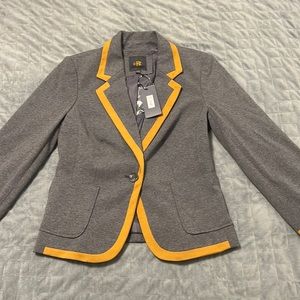 NWT Outback Red Gray Blazer with Tan Trim, Button Closure, Pockets, Size XS